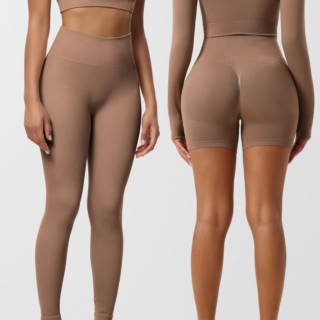 Sports Yoga Seamless Hip Lift Leggings Women's High Waist Shorts